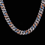 13mm 18K WhiteGold-Plated Colorful Iced Cuban Chain