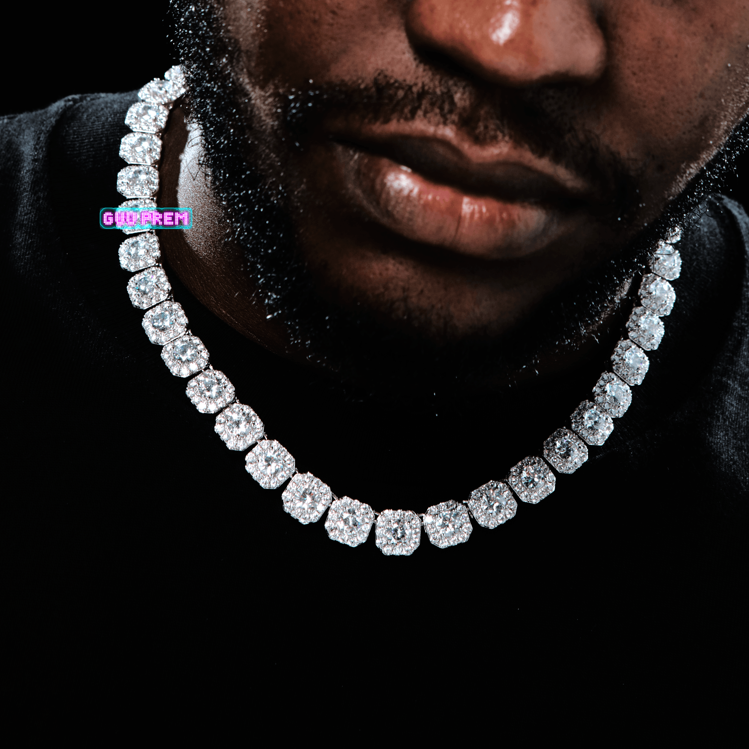 Clustered Tennis Chain in White Gold