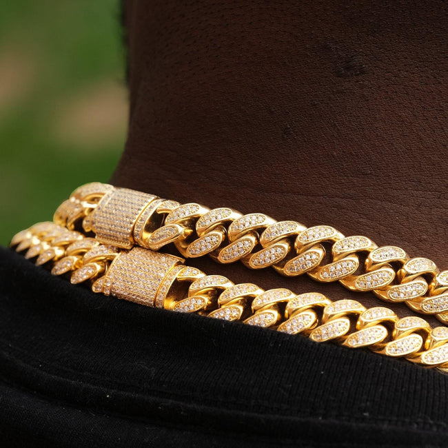 12mm Diamond Cuban Chain in 18K Gold Main Image