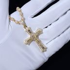 Jesus Crucifix Baguette Cross 18K Necklace