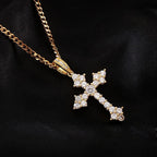 Official Limited Setting AAA CZ Cross Pendant In 18K Yellow Gold-Plated