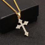 Official Limited Setting AAA CZ Cross Pendant In 18K Yellow Gold-Plated