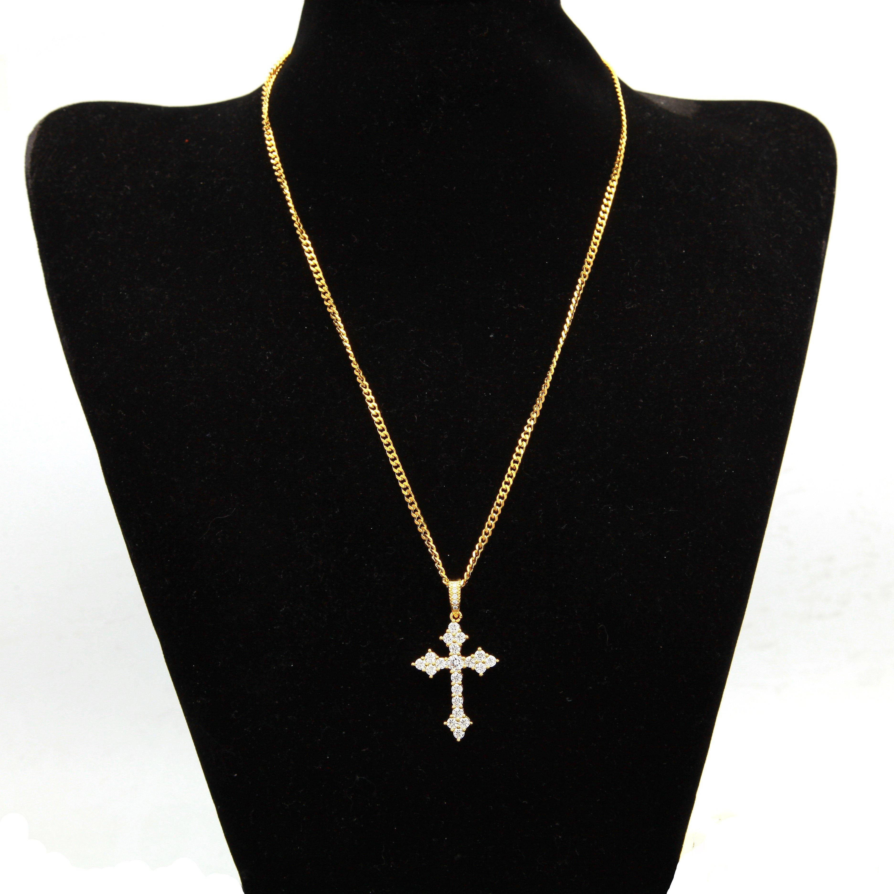 Official Limited Setting AAA CZ Cross Pendant In 18K Yellow Gold-Plated