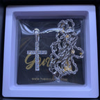 925 Sterling Silver Micro-inlay AAA CZ Cross Hip Hop Necklace