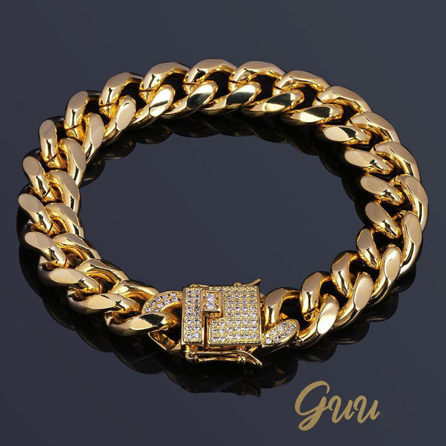 Iced Lock Cuban Link Bracelet Hover Image
