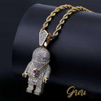 Iced 18mm  CZ  BlingBling Astronaut Pendant & Cuban Link Chain
