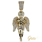 18k Gold-Plated 21mm AAA CZ Angel Pendant # Punk Rapper Chain