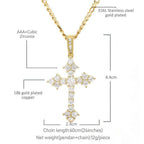Official Limited Setting AAA CZ Cross Pendant In 18K Yellow Gold-Plated