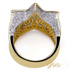 Gold-Plated Micro-inlay CZ Pentagram Ring