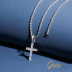 925 Sterling Silver Micro-inlay AAA CZ Cross Hip Hop Necklace