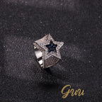CZ Gold-Plated Copper Five-pointed Star Ring