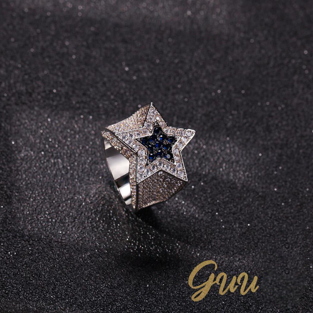CZ Gold-Plated Copper Five-pointed Star Ring