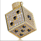 Two-tone CZ Black And White  Dice Pendant Jewelry