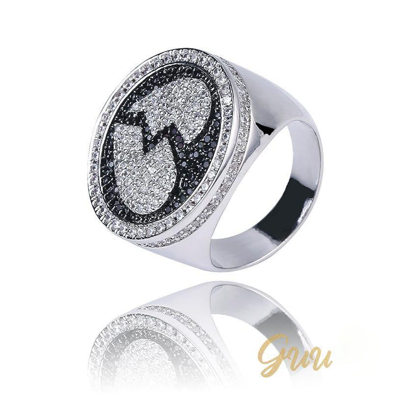 Iced 18K Yellow Gold-Plated  Iced  AAA CZ Hip Hop Heartbreak Ring