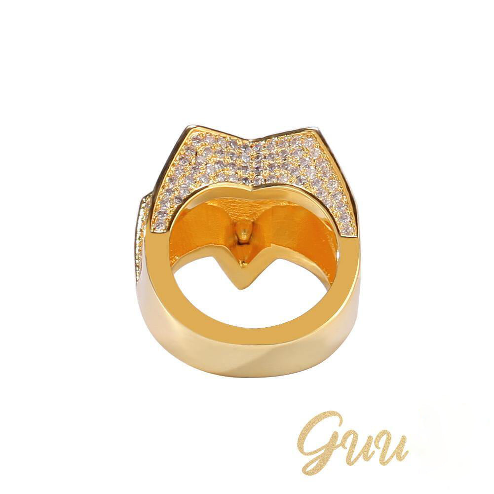 CZ Gold-Plated Copper Five-pointed Star Ring