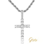 925 Sterling Silver Micro-inlay AAA CZ Cross Hip Hop Necklace