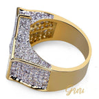 Gold-Plated Micro-inlay CZ Pentagram Ring