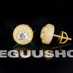 925s VVS1 Moissanite Cluster Halo Earrings In 18K Gold