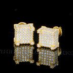 925s VVS Moissanite Iced 3D Cube Earrings In 18K Gold