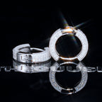 925s VVS1 Moissanite Fully Iced 3D Hoop Earrings In White Gold